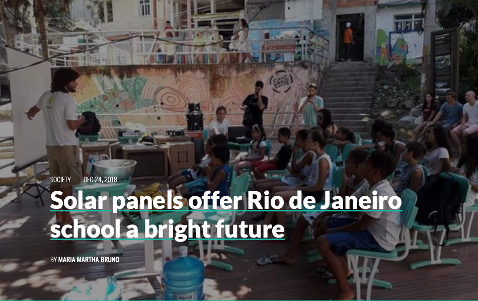 Painéis solares oferecem futuro brilhante a escola do Rio de Janeiro