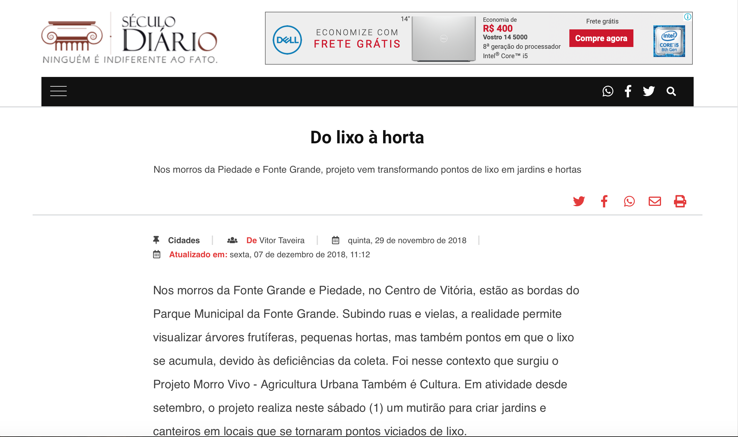 Clipping: Do lixo à horta (Século Diário)